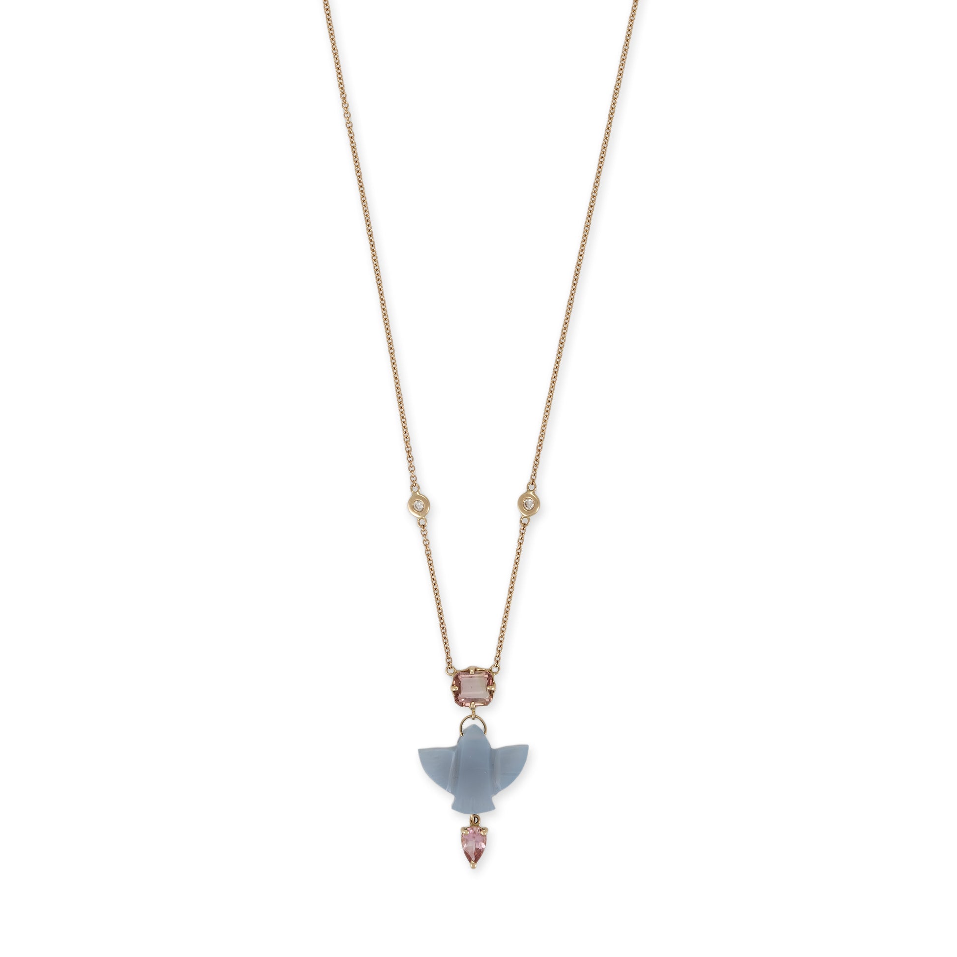 Tourmaline + Blue Opal Baby Thunderbird Triple Step Necklace