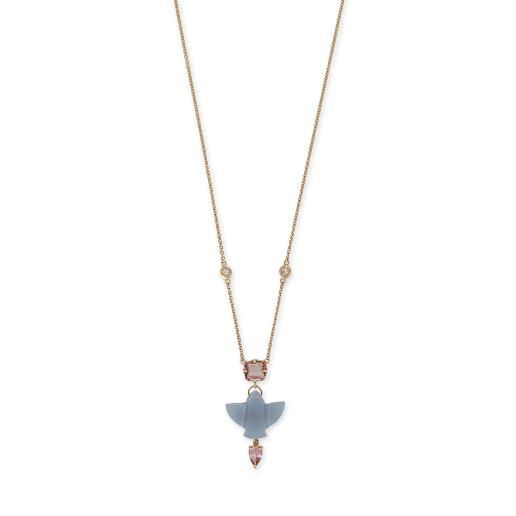 Tourmaline + Blue Opal Baby Thunderbird Triple Step Necklace