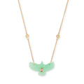 Pink Tourmaline Marquise Small Chrysoprase Thunderbird Diamond Necklace