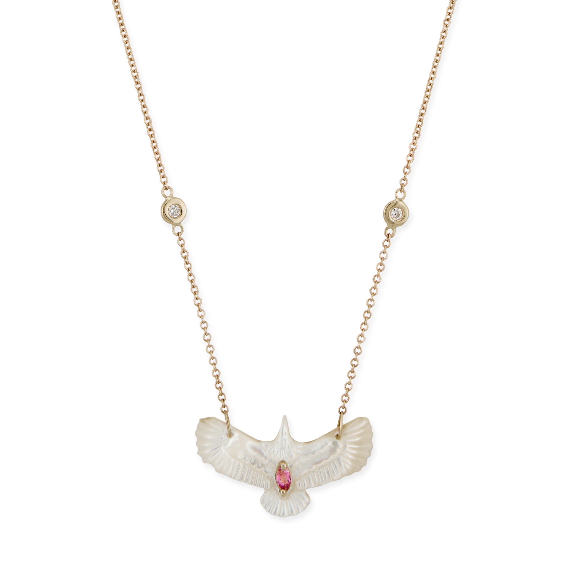 Gemstone Marquise Small Pearl Thunderbird Diamond Necklace