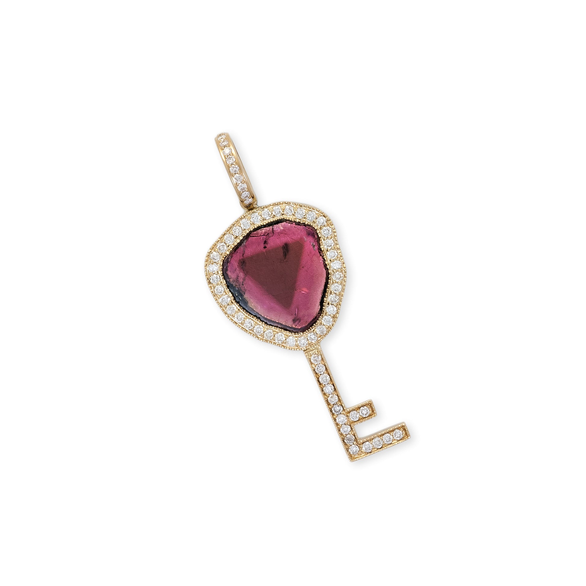 Pave Pink Tourmaline Key Charm