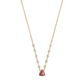 Pink Tourmaline Trillion 10 Diamond Necklace