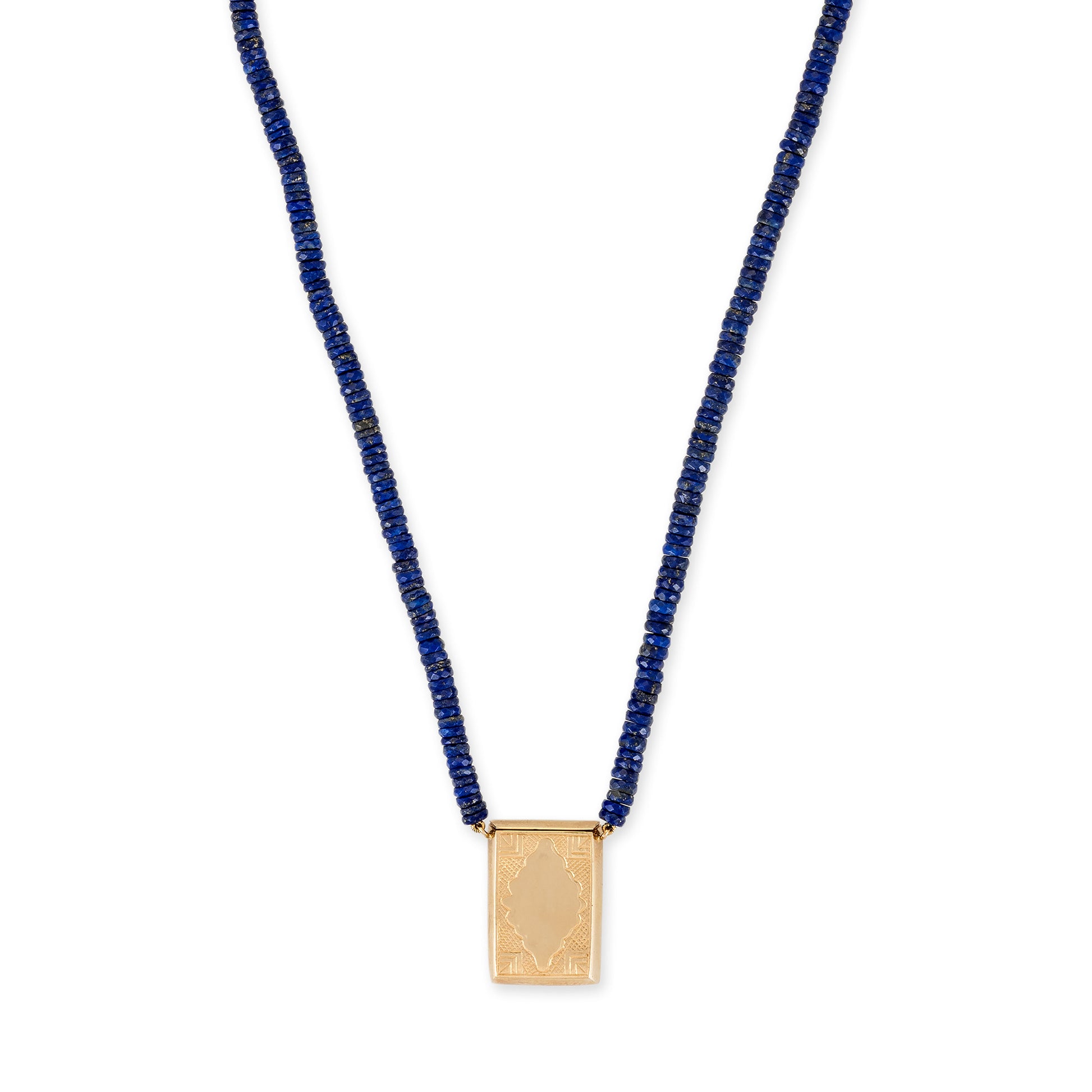 Prayer Box + Faceted Lapis Beaded Necklace