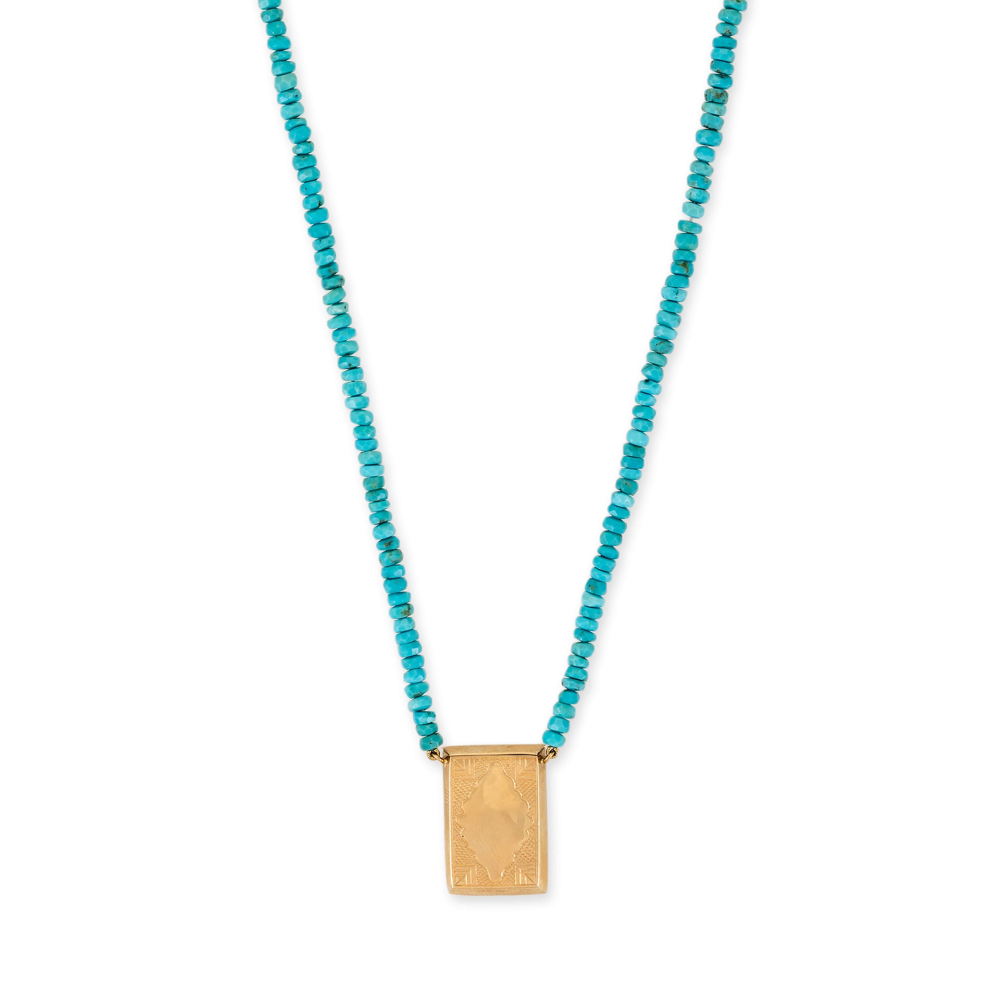 Prayer Box + Faceted Turquoise Beaded Necklace