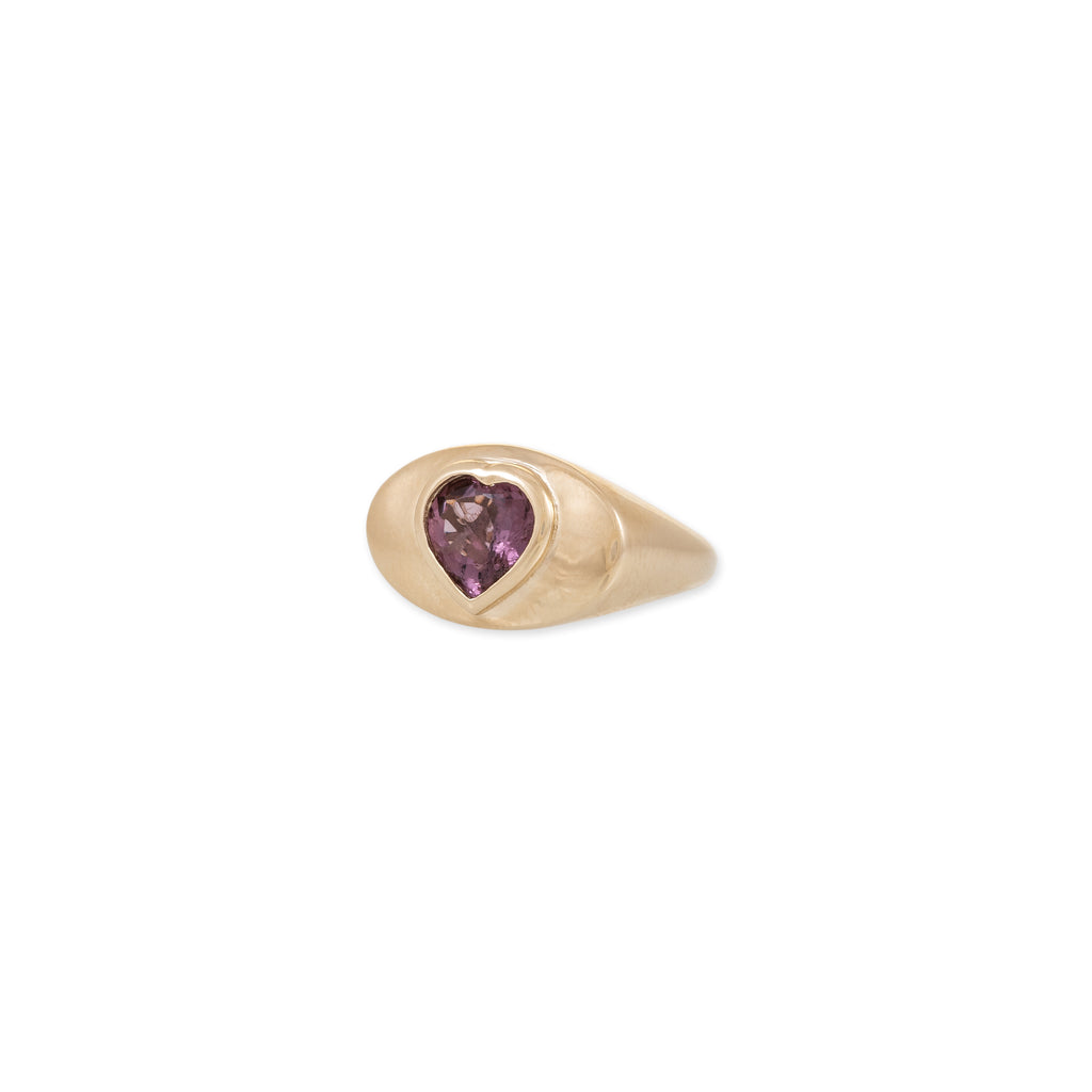 Purple Tourmaline Heart Oval Signet Ring