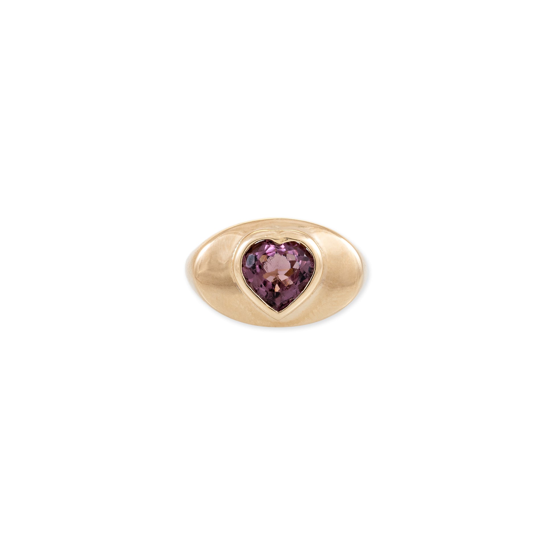 Purple Tourmaline Heart Oval Signet Ring