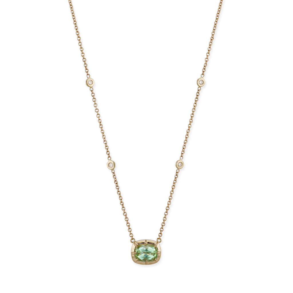 Rectangle Green Tourmaline Sophia Bezel Necklace