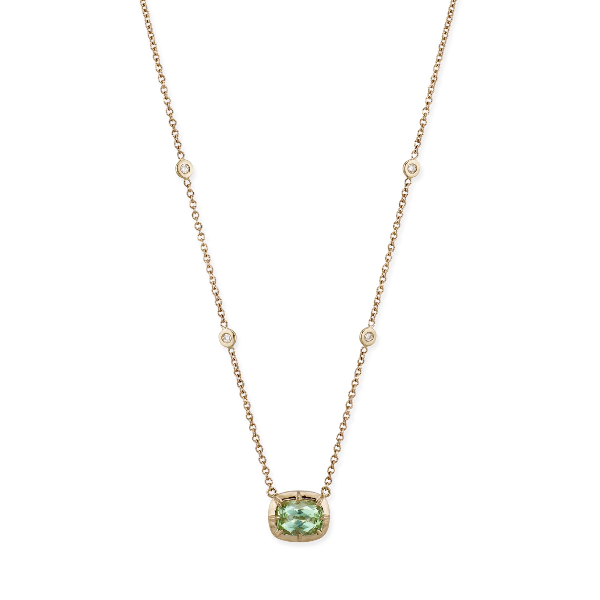 Rectangle Green Tourmaline Sophia Bezel Necklace