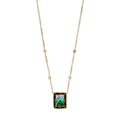 Rectangle Pyramid Scenic Gemstone Inlay Necklace