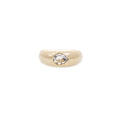 Rose Cut Teardrop Diamond Center Thick Dome Ring