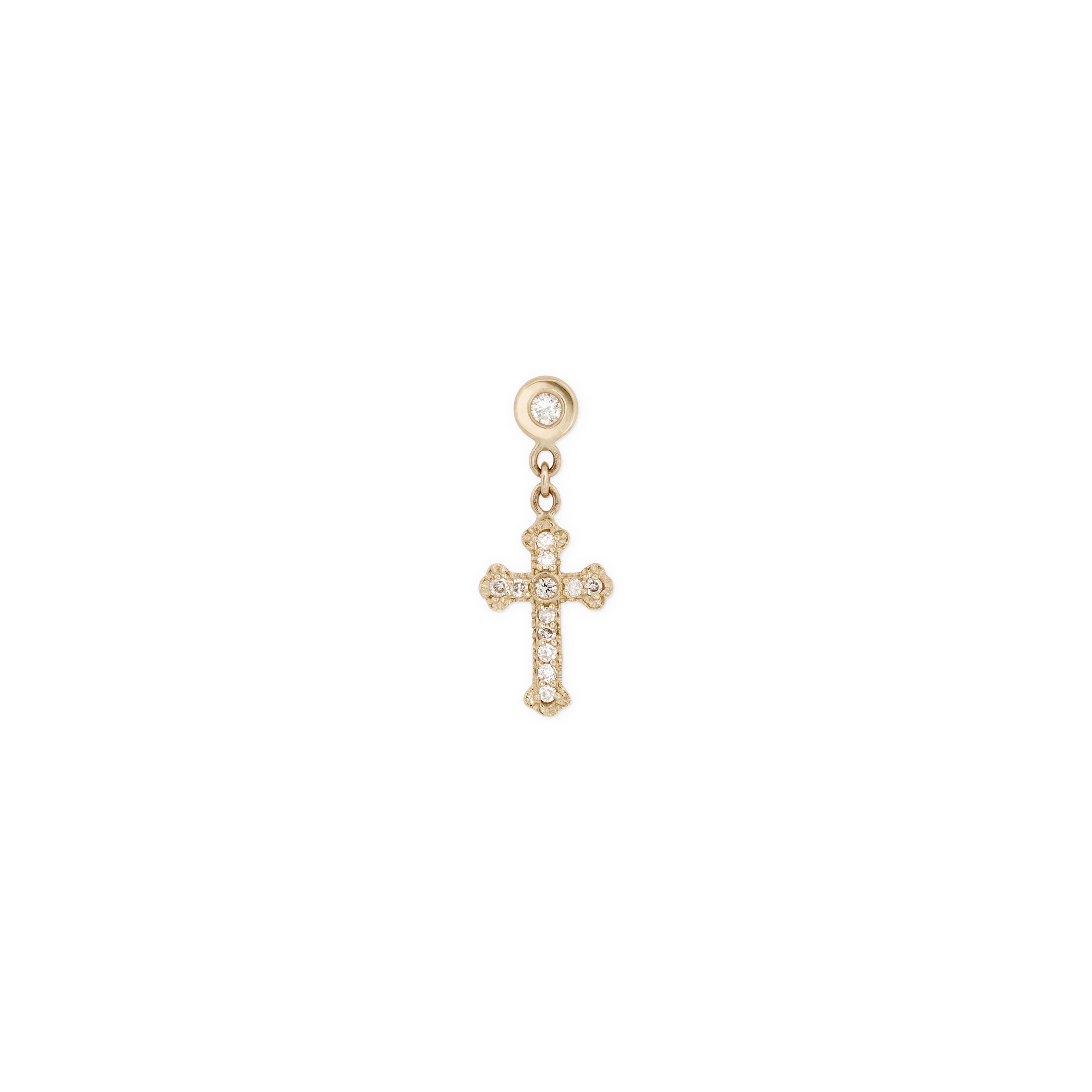 Diamond + Pave Cross Drop Stud