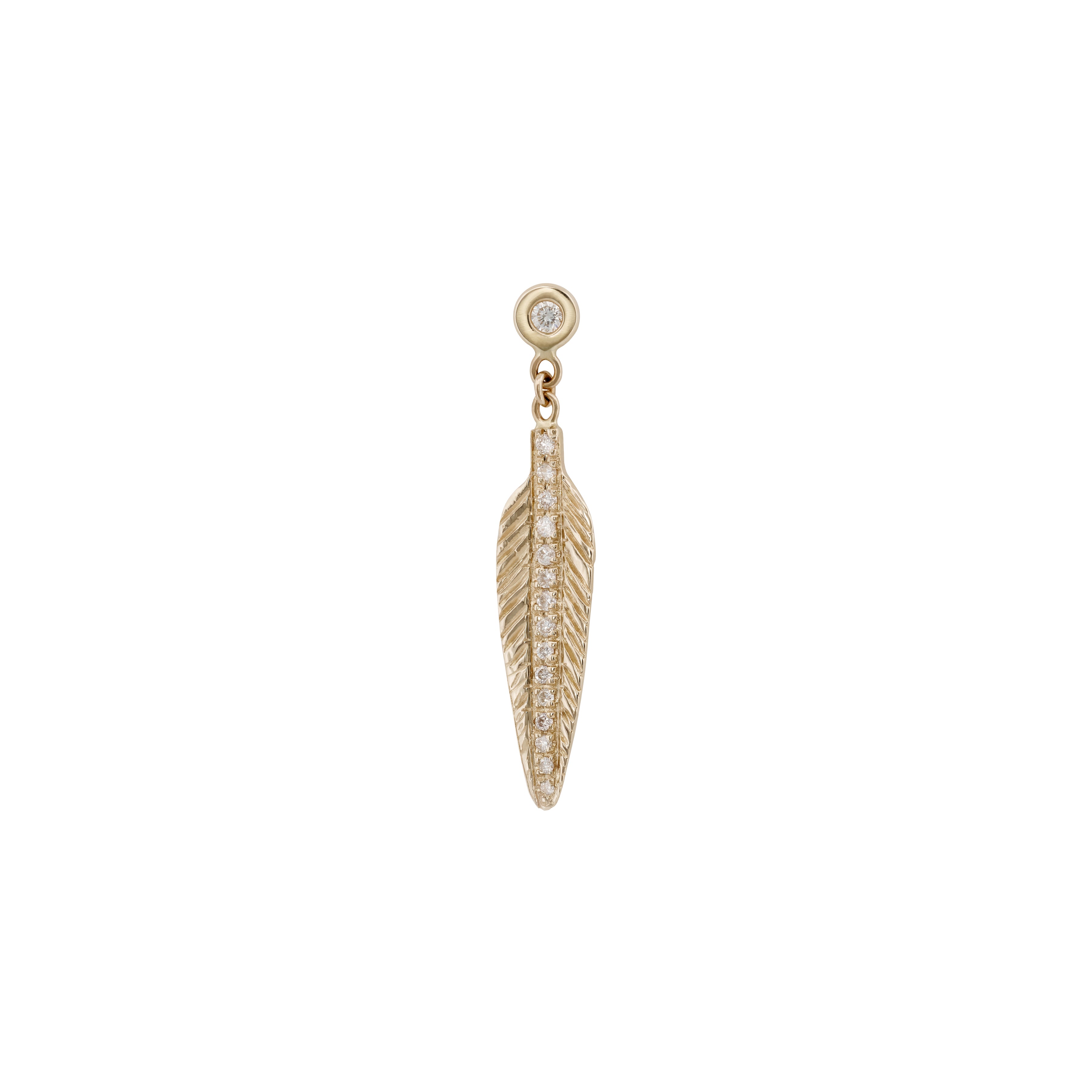 Diamond + Pave Feather Drop Stud