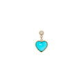 Diamond + Small Turquoise Heart Drop Stud Earring