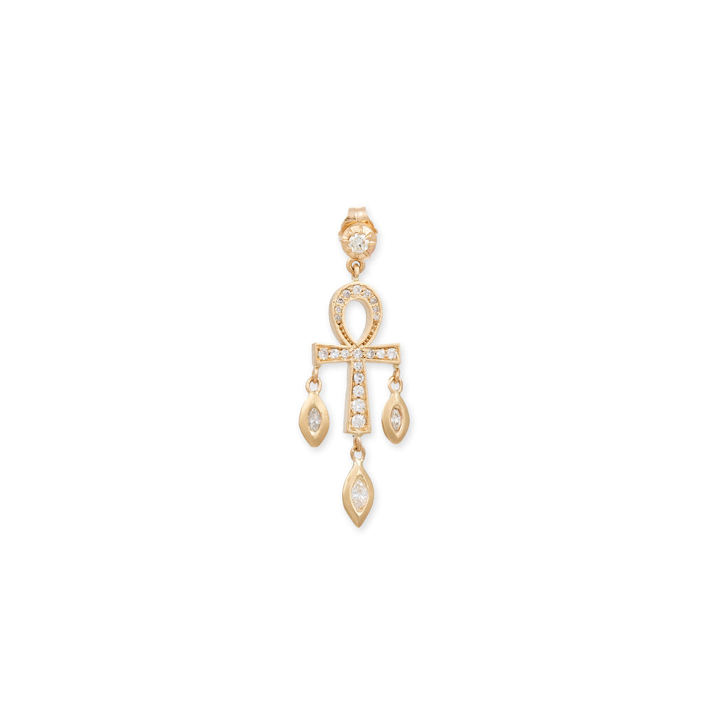 Sophia Diamond+ Pave Ankh Marquise Shaker Drop Stud