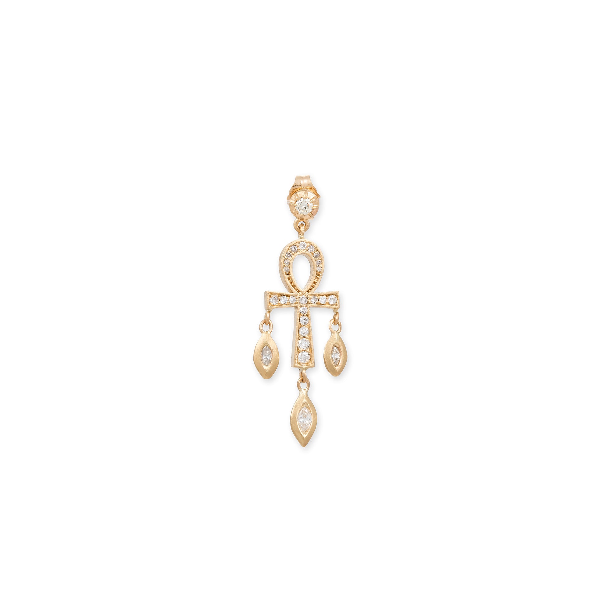 Sophia Diamond+ Pave Ankh Marquise Shaker Drop Stud