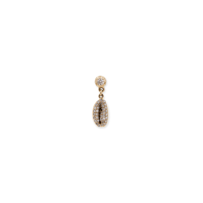 SOPHIA DIAMOND + PAVE COWRI SHELL DROP STUD