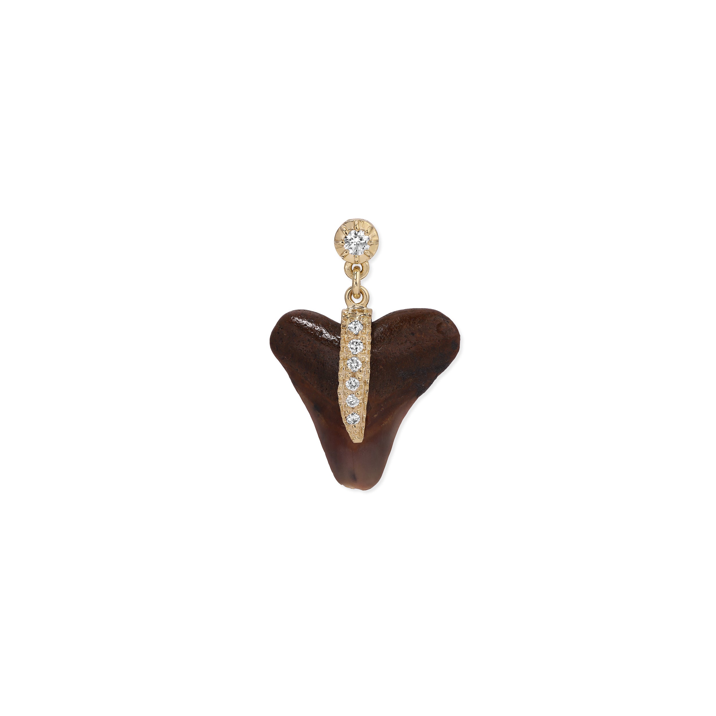 Sophia Diamond + Pavé Drip Brown Shark Tooth Drop Stud