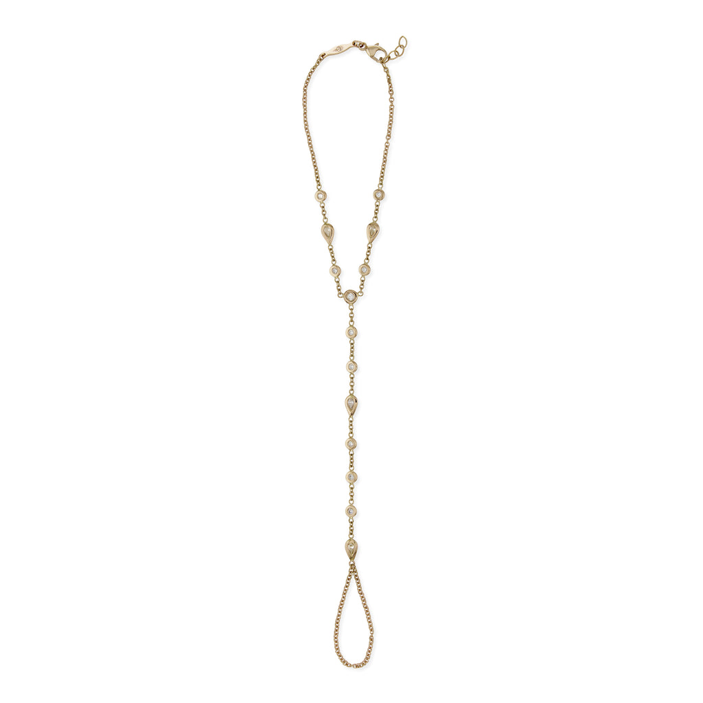 Round + Teardrop Diamond Finger Bracelet