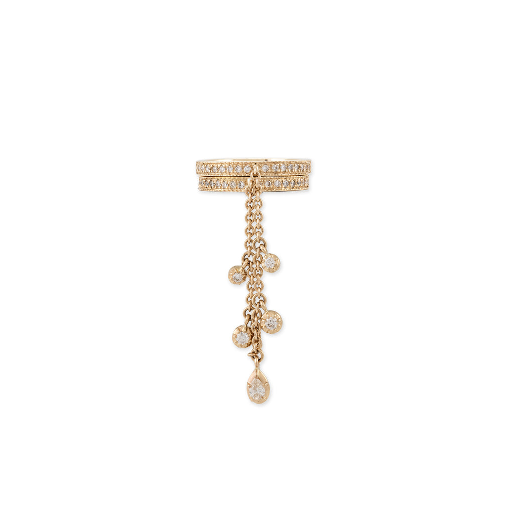 Round + Teardrop Sophia Diamond Chain Connecting Pave Rings