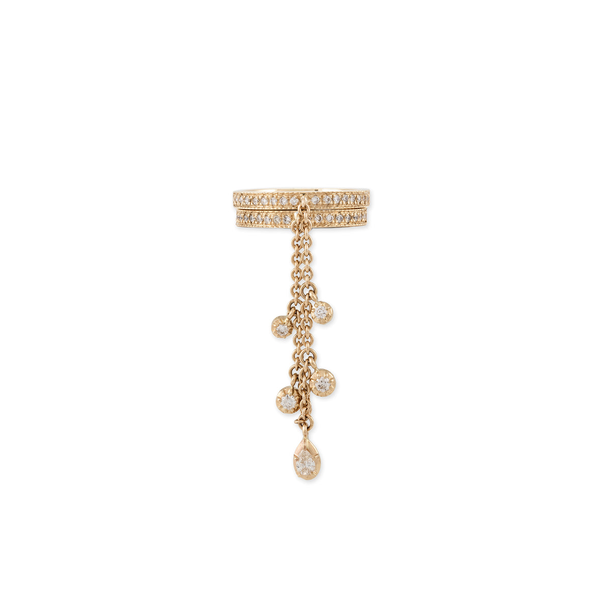 Round + Teardrop Sophia Diamond Chain Connecting Pave Rings