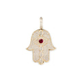 Large Ruby + Marquise Diamond Pave Hamsa Charm