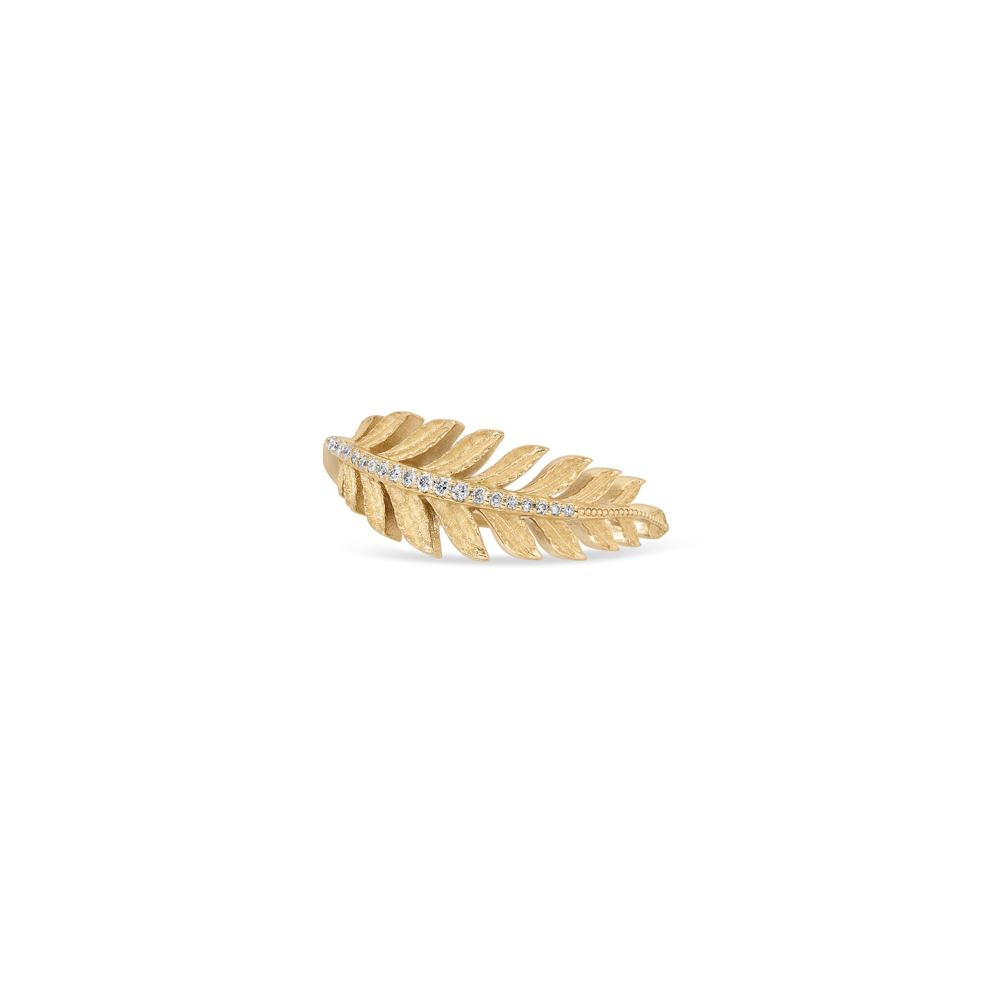 Graduated Pave Center Feather Ring
