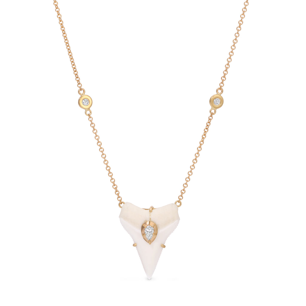Teardrop Sophia Diamond White Shark Tooth Necklace