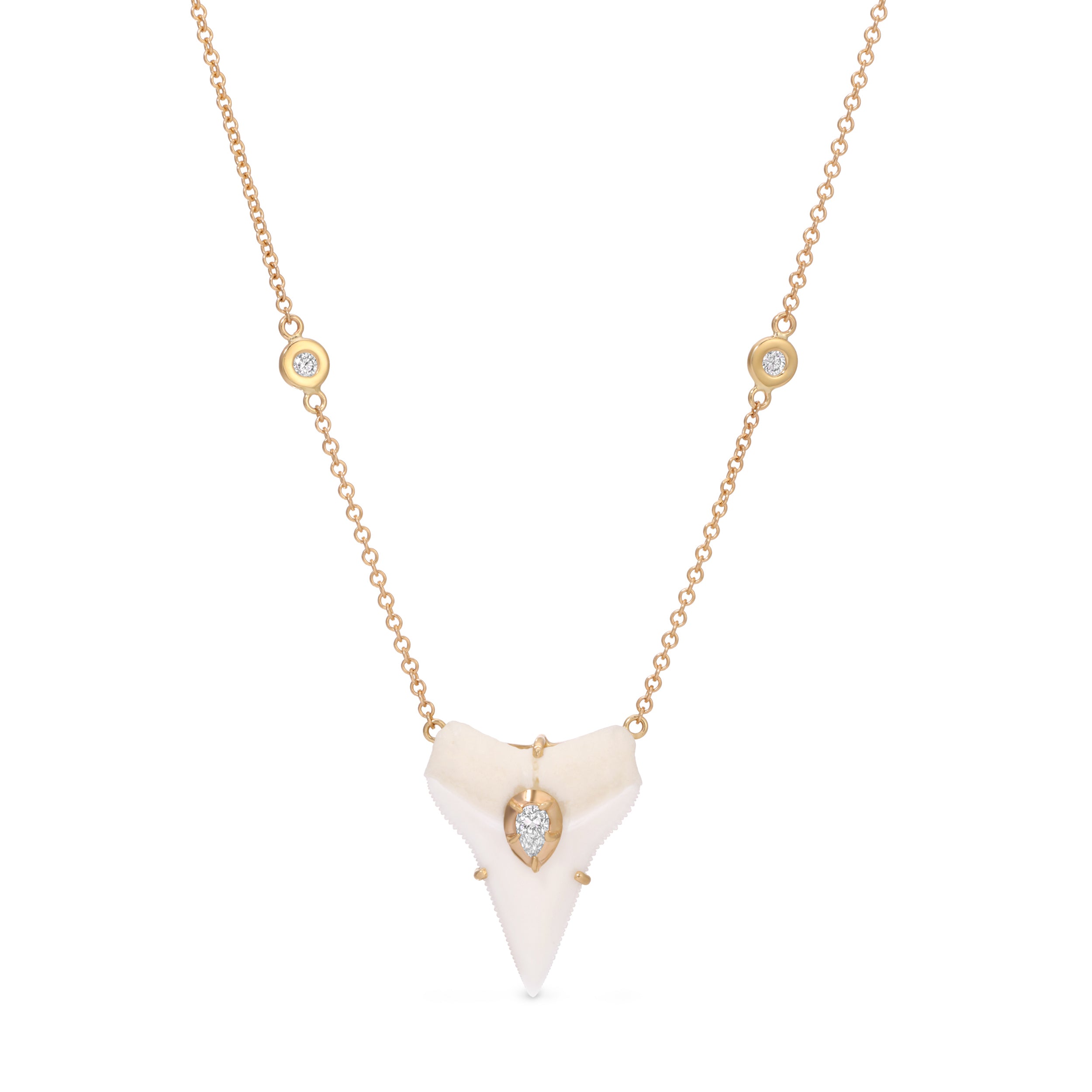 Teardrop Sophia Diamond White Shark Tooth Necklace