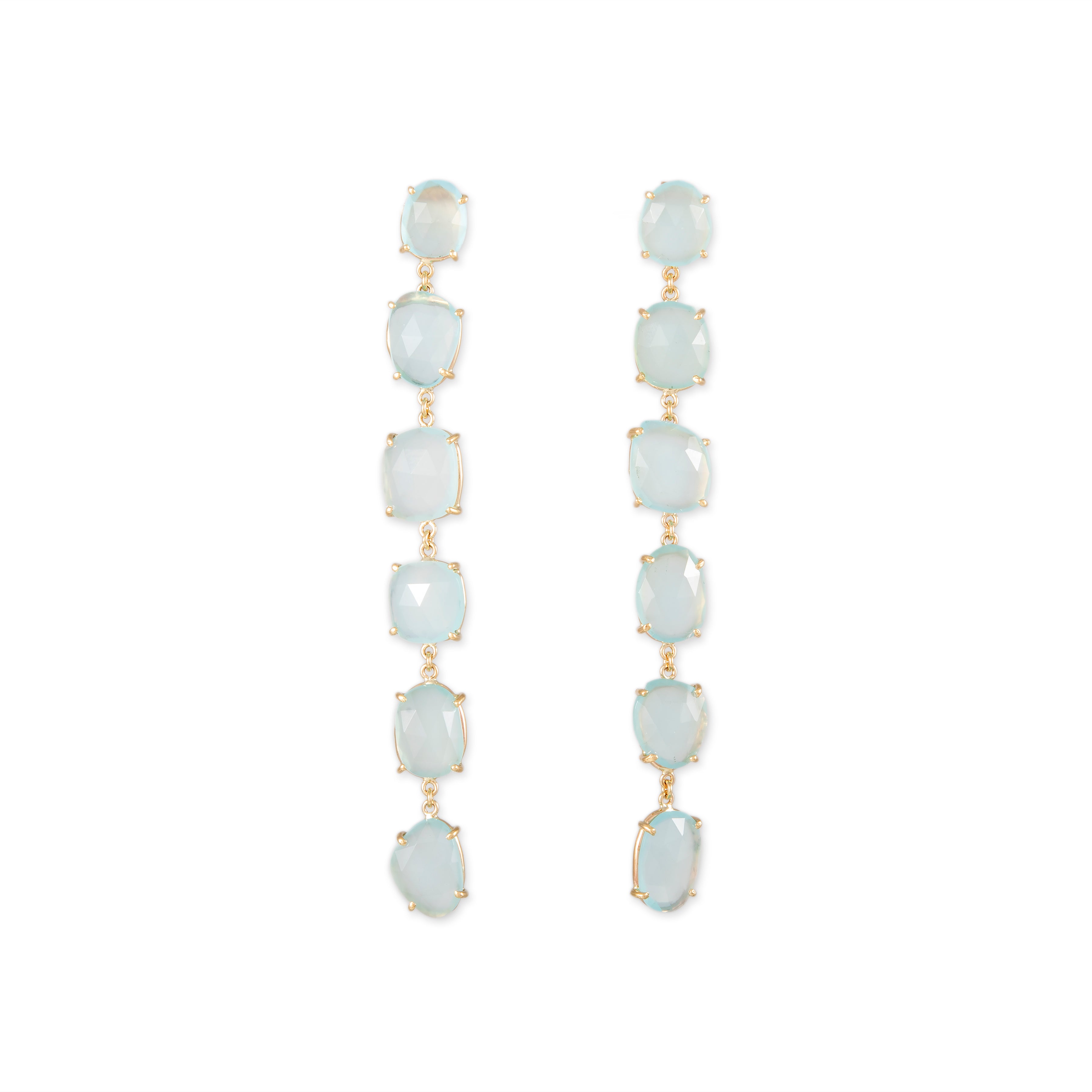 Freeform Slice Chalcedony Earrings