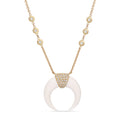 Small Pave Double Horn Bone Necklace