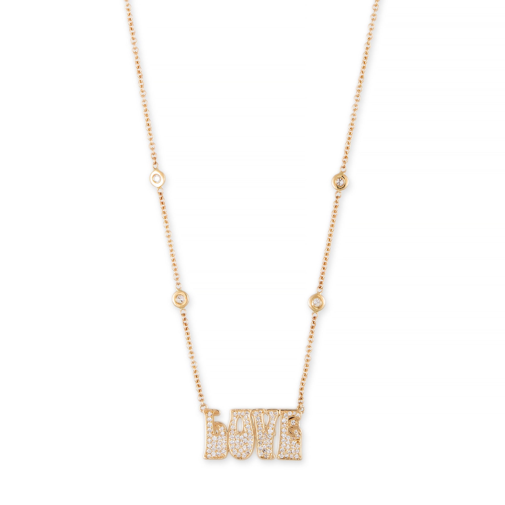 Pave Diamond Small "Love" Necklace