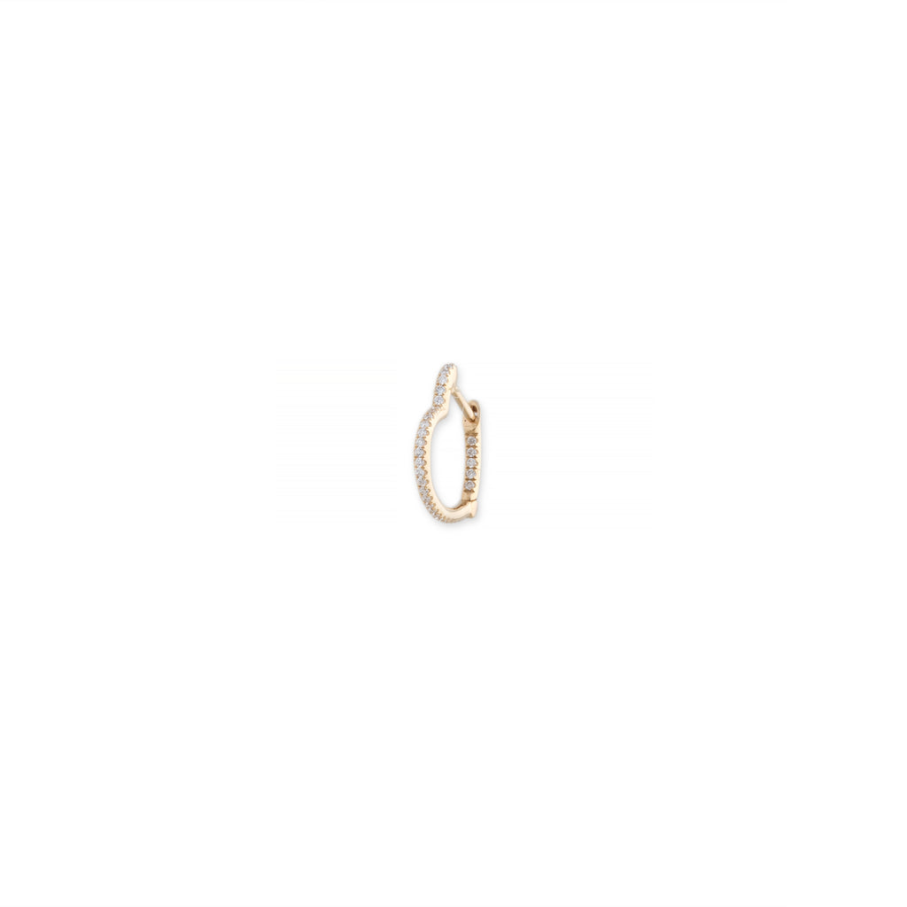 Small Inside Out Pave Diamond Heart Shape Mini Hoop