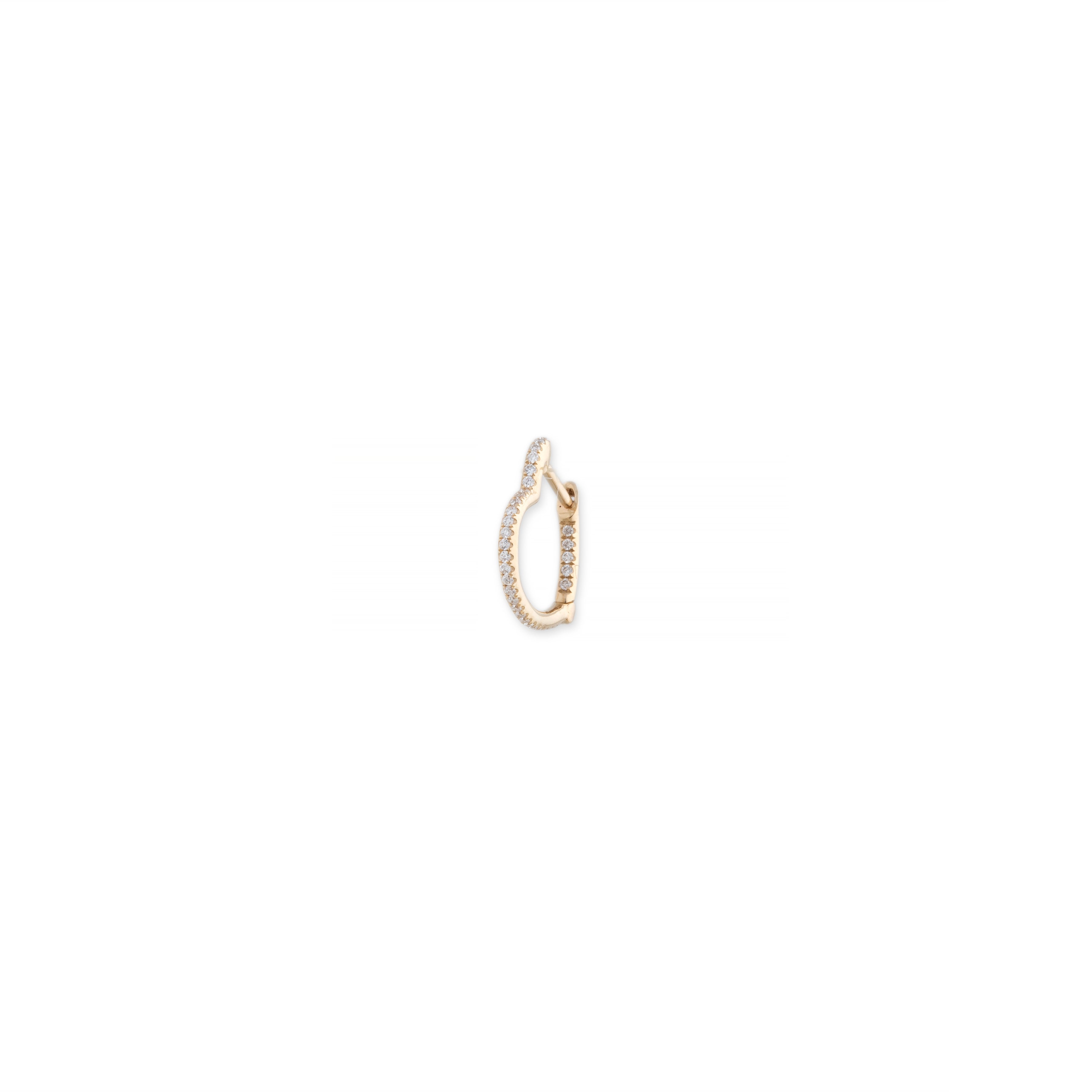 Small Inside Out Pave Diamond Heart Shape Mini Hoop