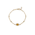 Pave Citrine Center Eye Diamond Smooth Bar Bracelet