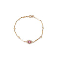 Pave Pink Tourmaline Center Eye Diamond Smooth Bar Bracelet
