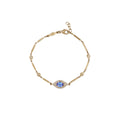 Pave Tanzanite Center Eye Diamond Smooth Bar Bracelet
