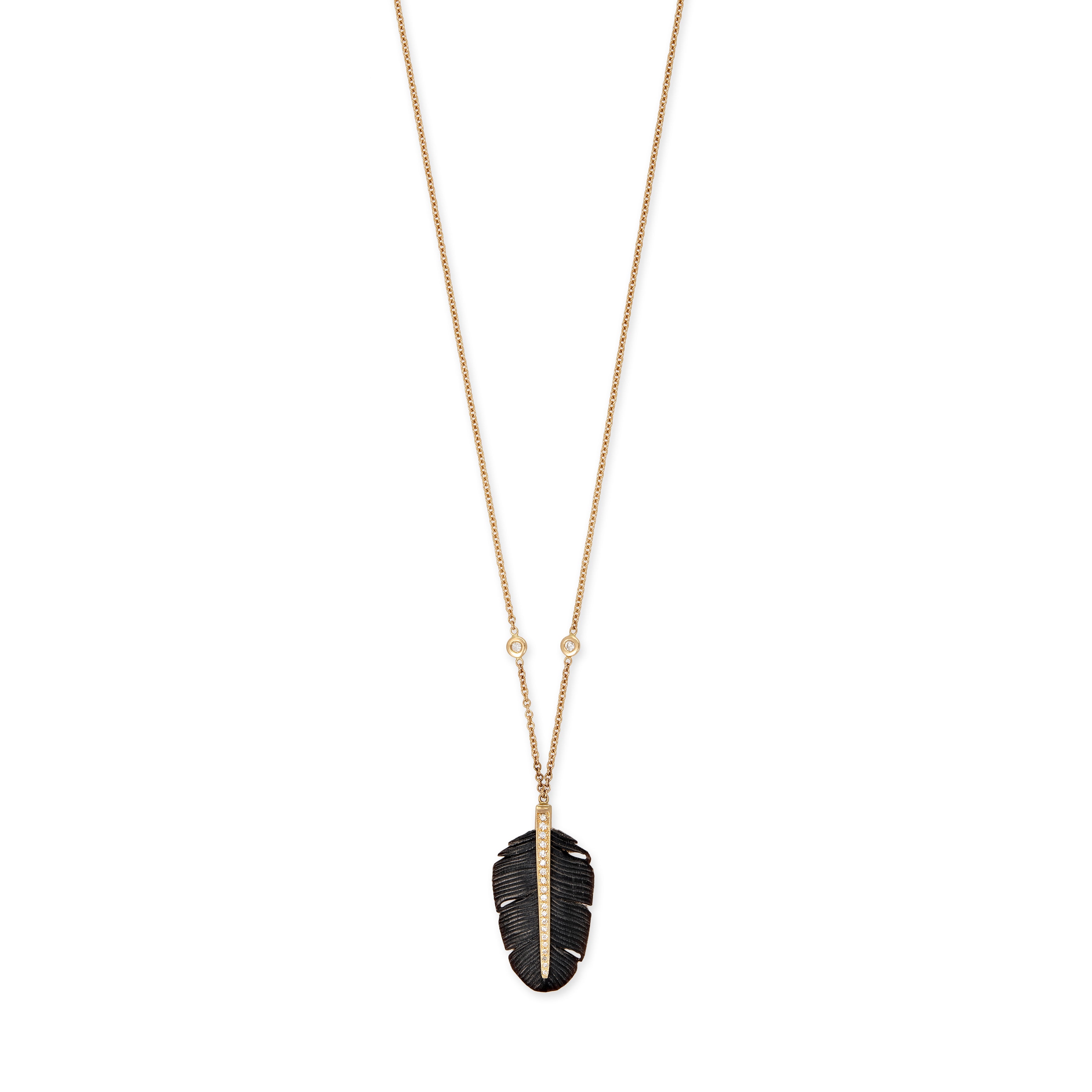 SMALL PAVE DIAMOND FEATHER NECKLACE