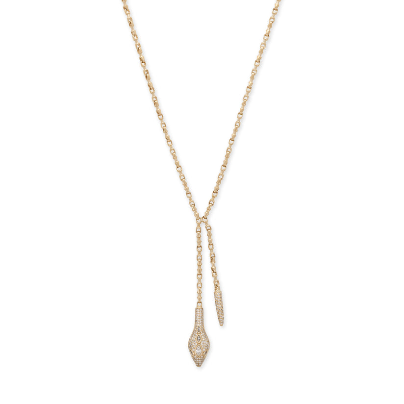 PAVE 5 MARQUISE DIAMOND SNAKE HEAD ROLO CHAIN BOLO NECKLACE