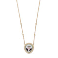 Mini Pave Pearl + Onyx Alien Heart Eye Inlay Necklace