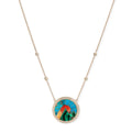 Small Pave Diamond Malachite Pyramid Scenic Inlay Necklace