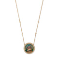 Small Pave Diamond Agate Pyramid Scenic Inlay Necklace