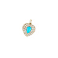 Pave Turquoise Teardrop Puffy Heart Charm