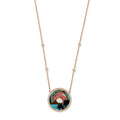 Small Pave Diamond Tropical Scenic Inlay Necklace