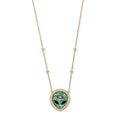 Mini Pave Turquoise + Onyx Alien Heart Eye Inlay Necklace