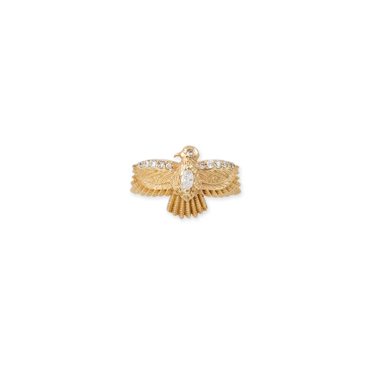 Small Pave Marquise Diamond Center Thunderbird Ring