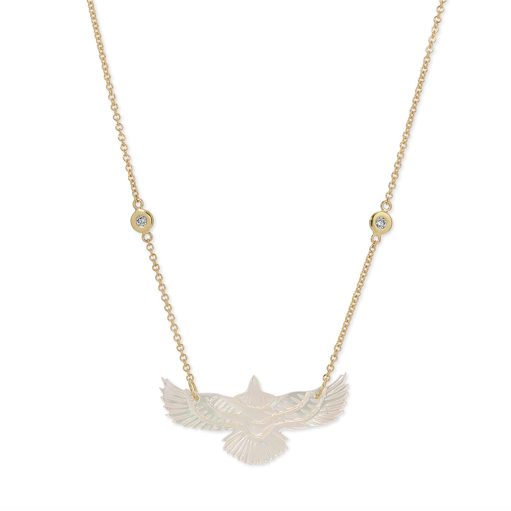 Small Pearl Thunderbird 2 Diamond Necklace