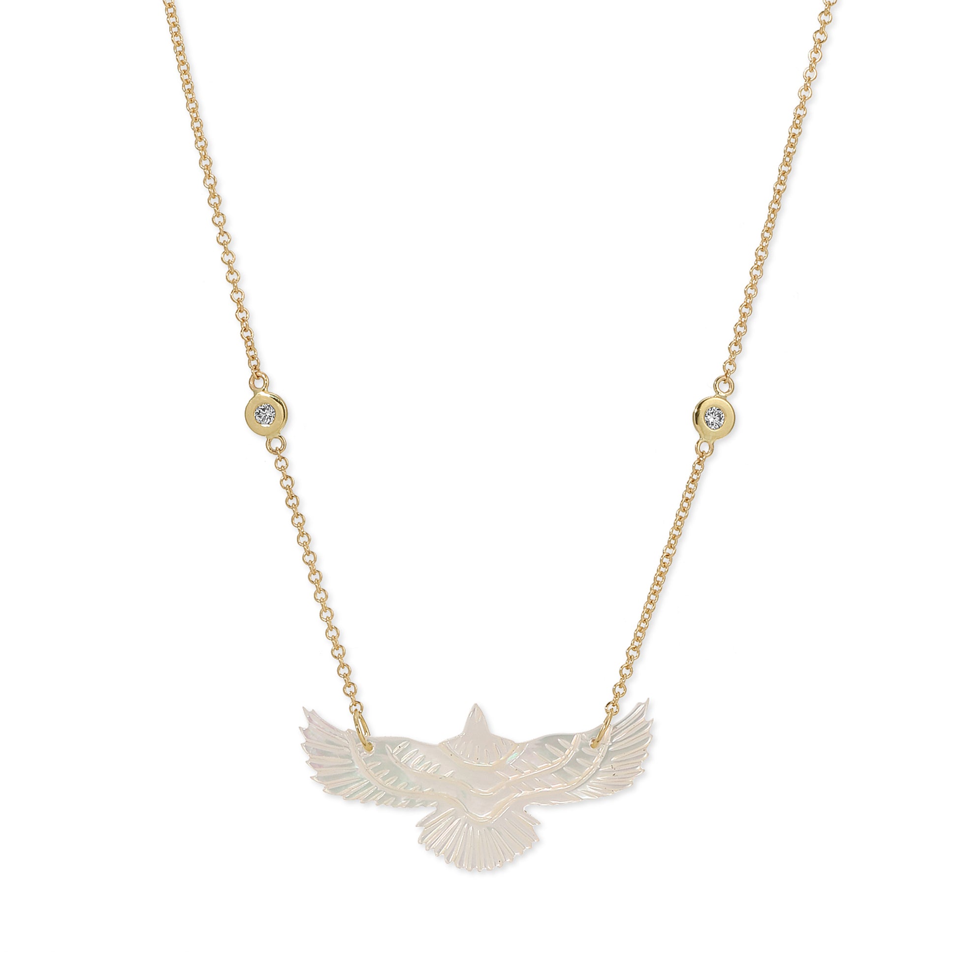 Small Pearl Thunderbird 2 Diamond Necklace