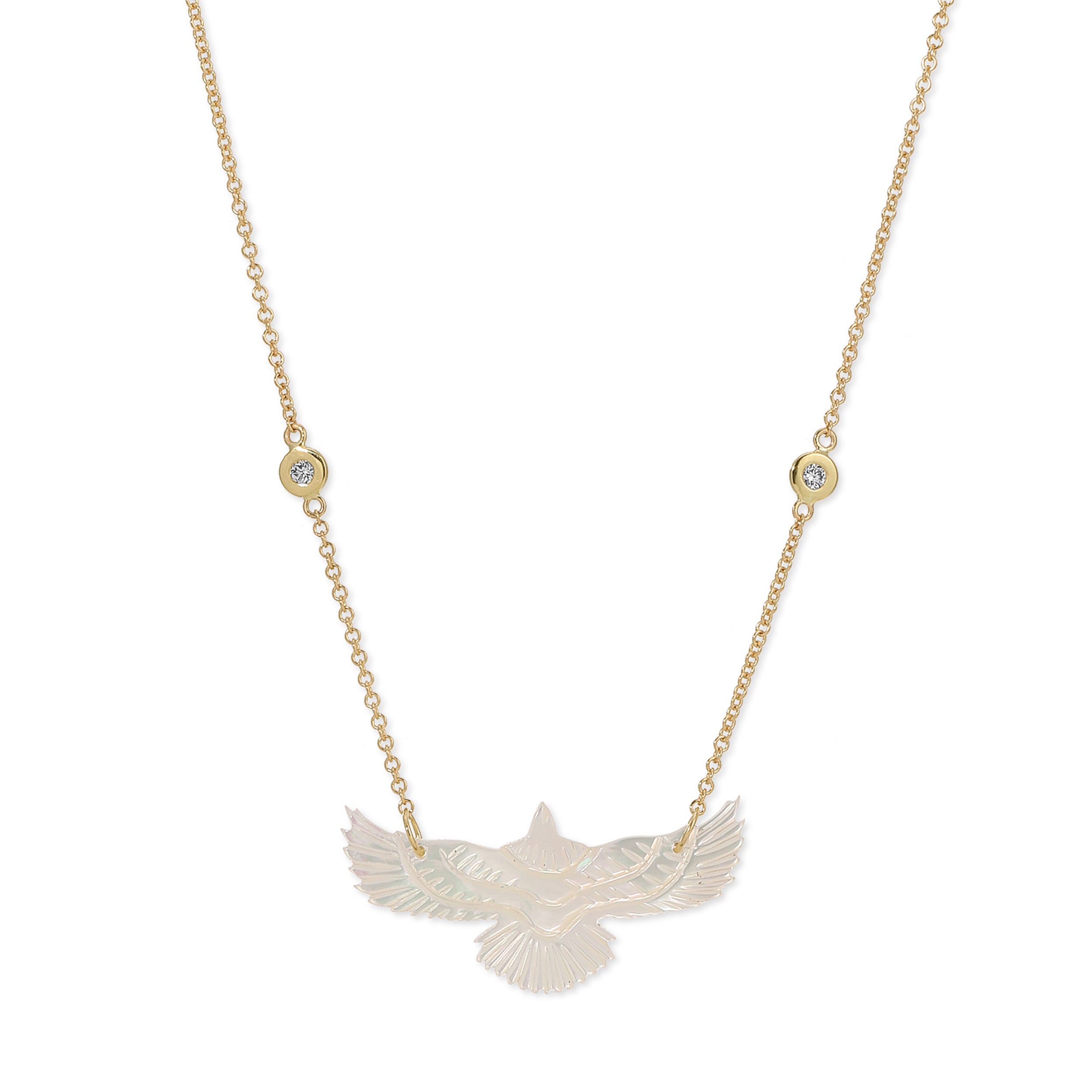 Small Pearl Thunderbird 2 Diamond Necklace