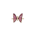 Small Pink Tourmaline Pave Center Butterfly Ring