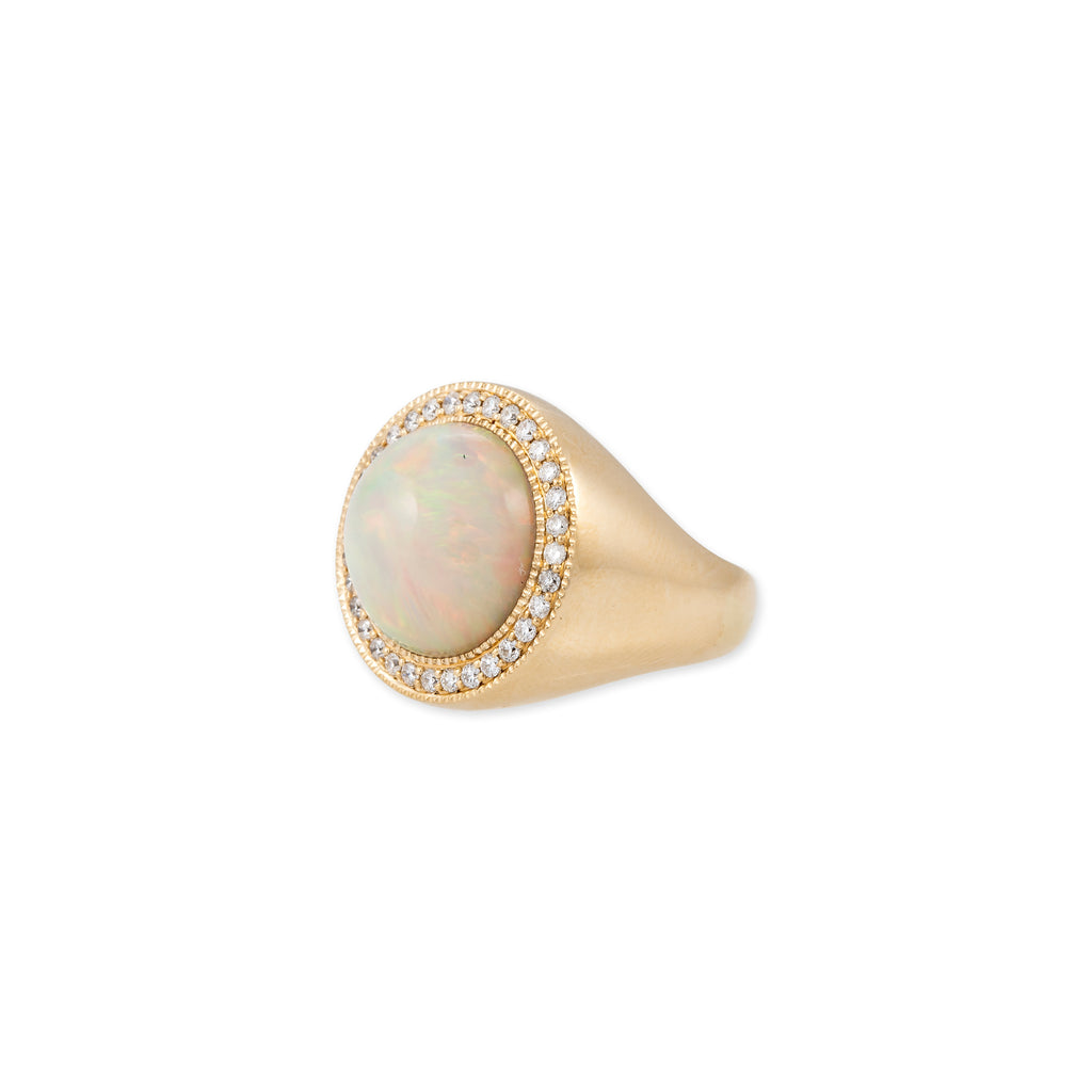 PAVE ROUND OPAL RING